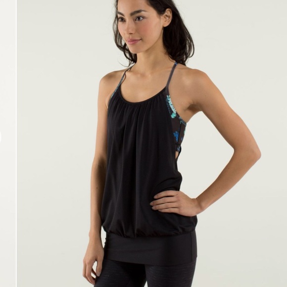 Lululemon No Limits Tank Black/Petal Pop Multi Sz 4 - Picture 3 of 13